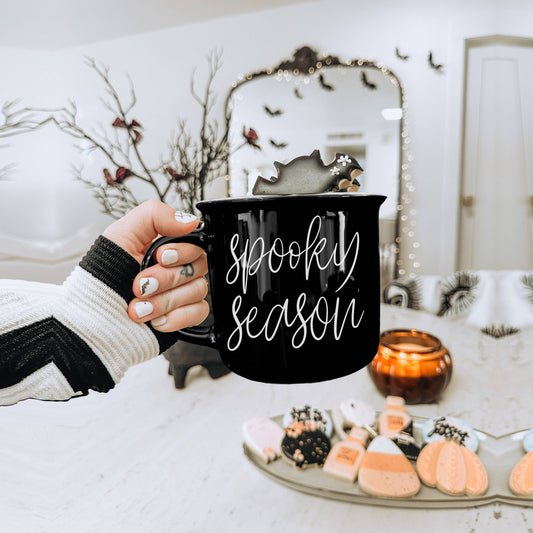 Halloween Coffee Mugs | Spooky Season Black Ceramic Cups: Spooky Season