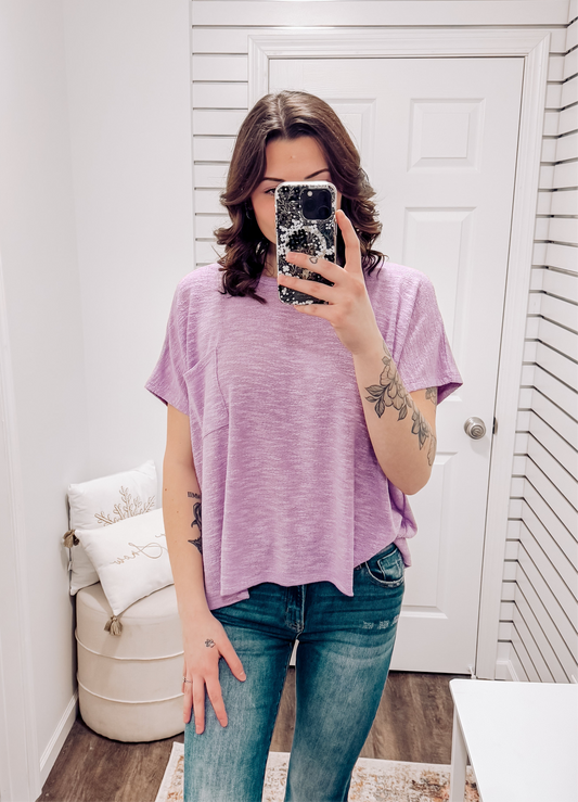 Collins Oversized Hacci Top | Lavendar