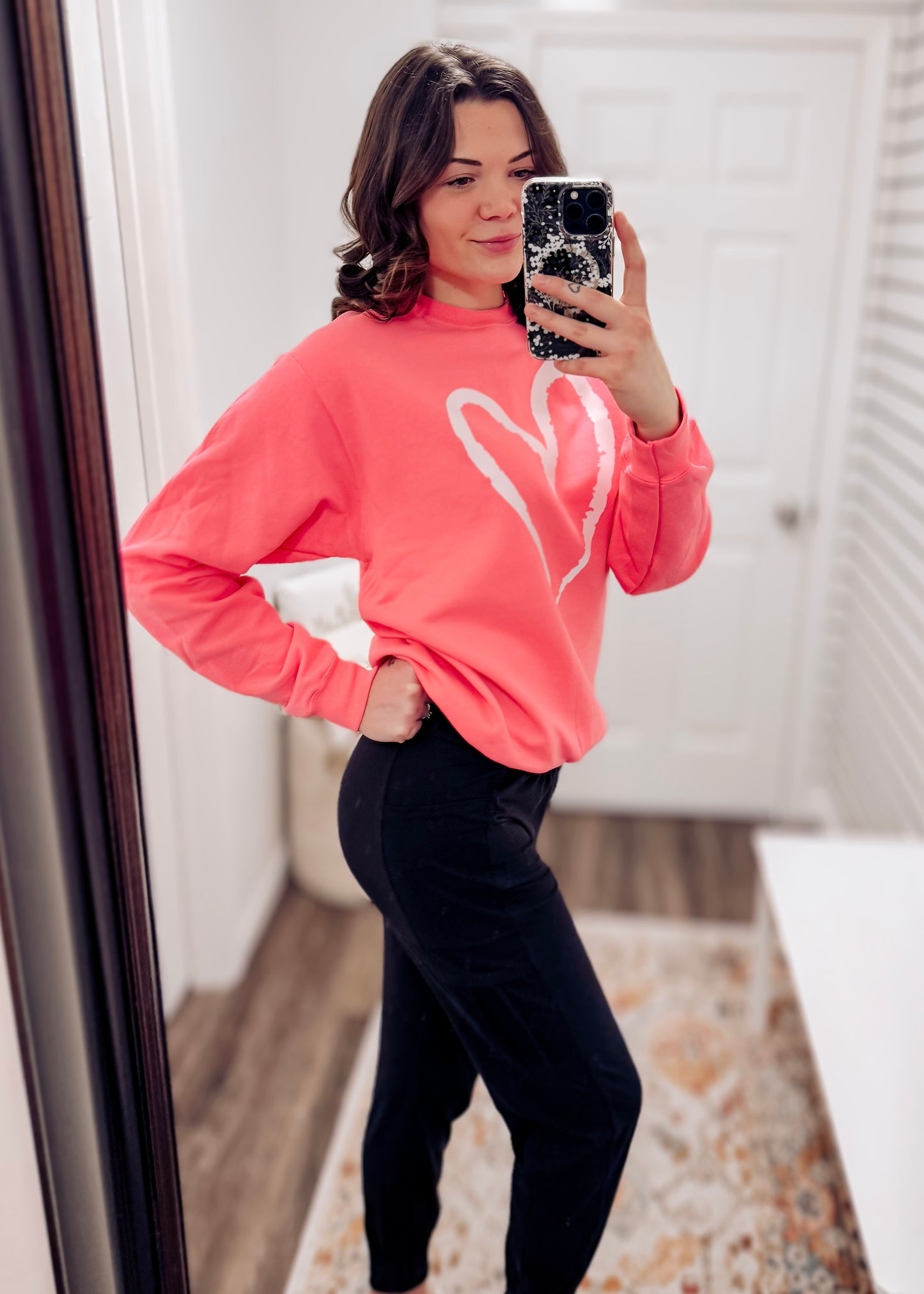 Heart Sweatshirt | Neon Pink