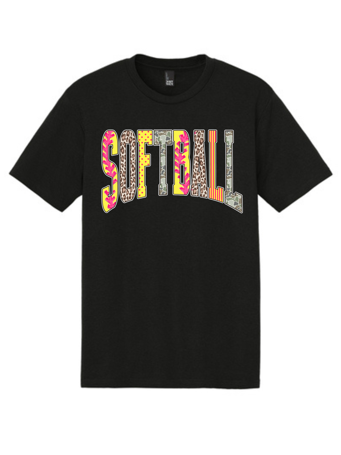 Patchwork Softball Graphic Tee | Black