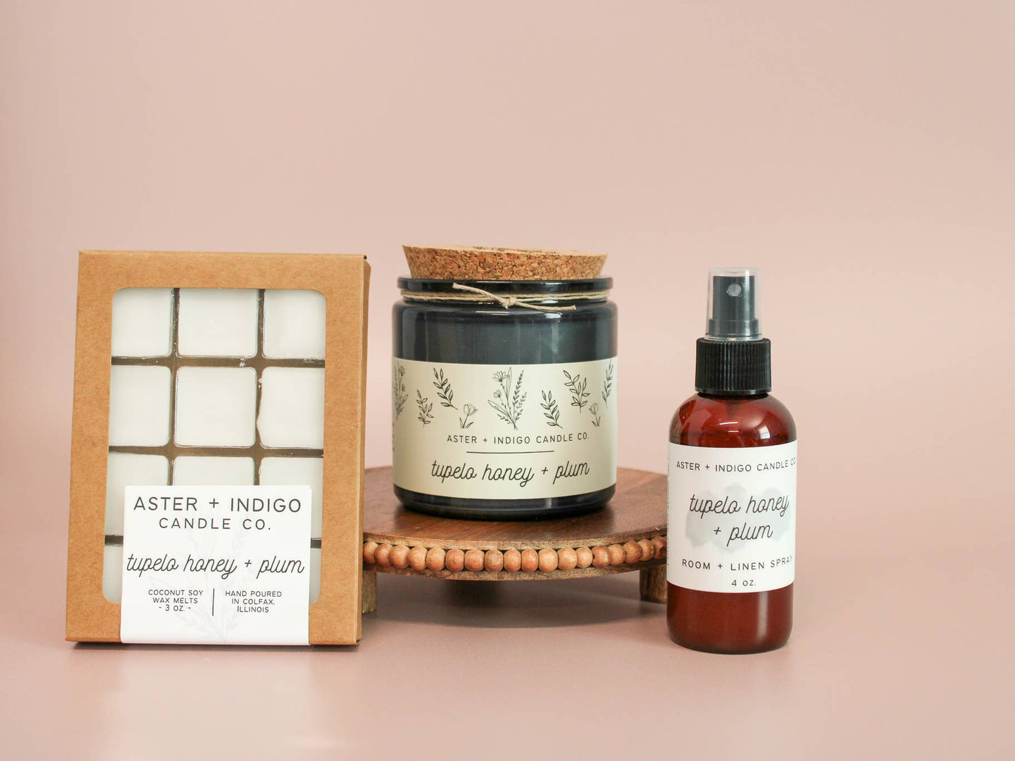 Aster + Indigo Candle Co. | Tupelo Honey + Plum