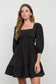 Simone Square Neck Mini Dress | Black