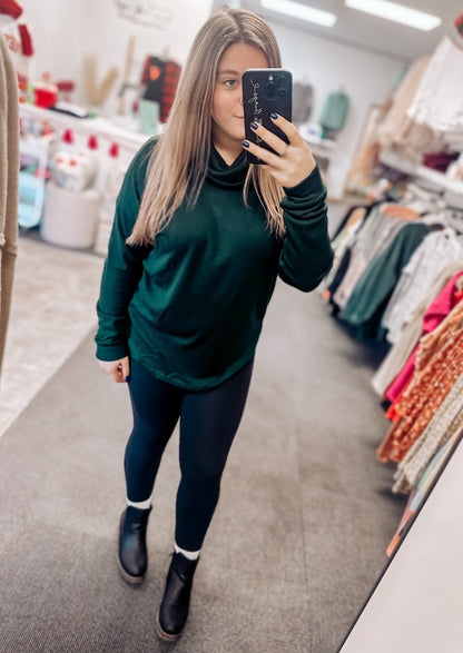 Quinn Slouchy Cowl Neck Long Sleeve | Hunter Green
