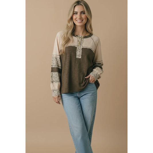 Ella Long Sleeve Henley | Olive