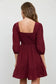 Simone Square Neck Mini Dress | Burgundy