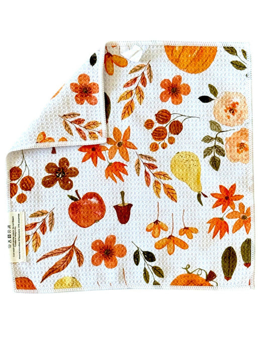 Pumpkin Spice: Double-Sided Washcloth: White / 12x12 in / Washcloth