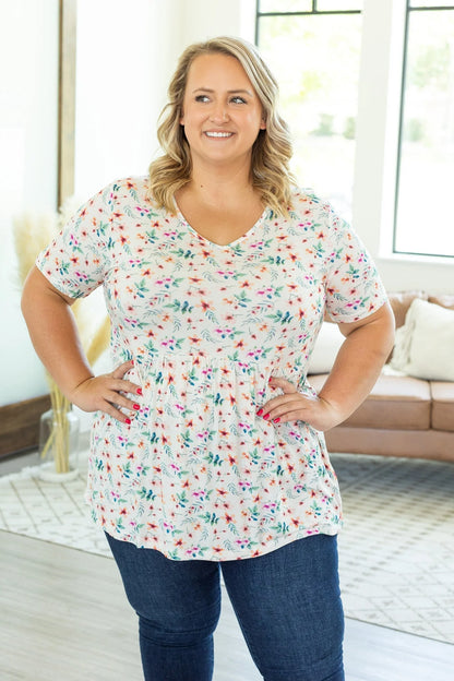 Sarah Ruffle Top | Ivory Floral