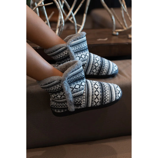 Winter Plaid Knit Bootie Slippers