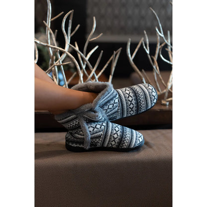 Winter Plaid Knit Bootie Slippers