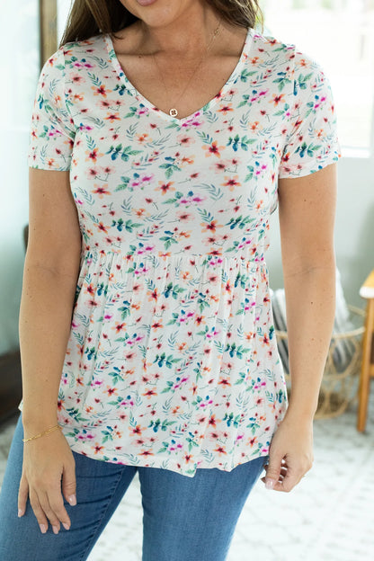 Sarah Ruffle Top | Ivory Floral