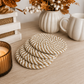 Autumn Fabric Coasters | Brown + White