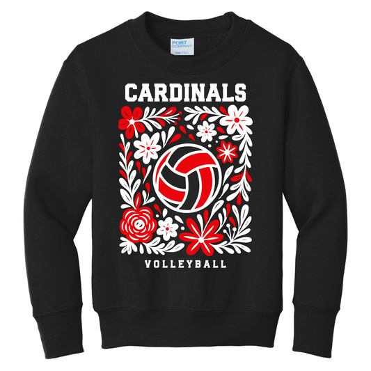 Cardinals Volleyball Floral Sweatshirt | Black
