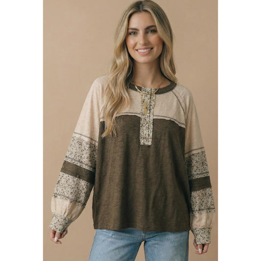 Ella Long Sleeve Henley | Olive