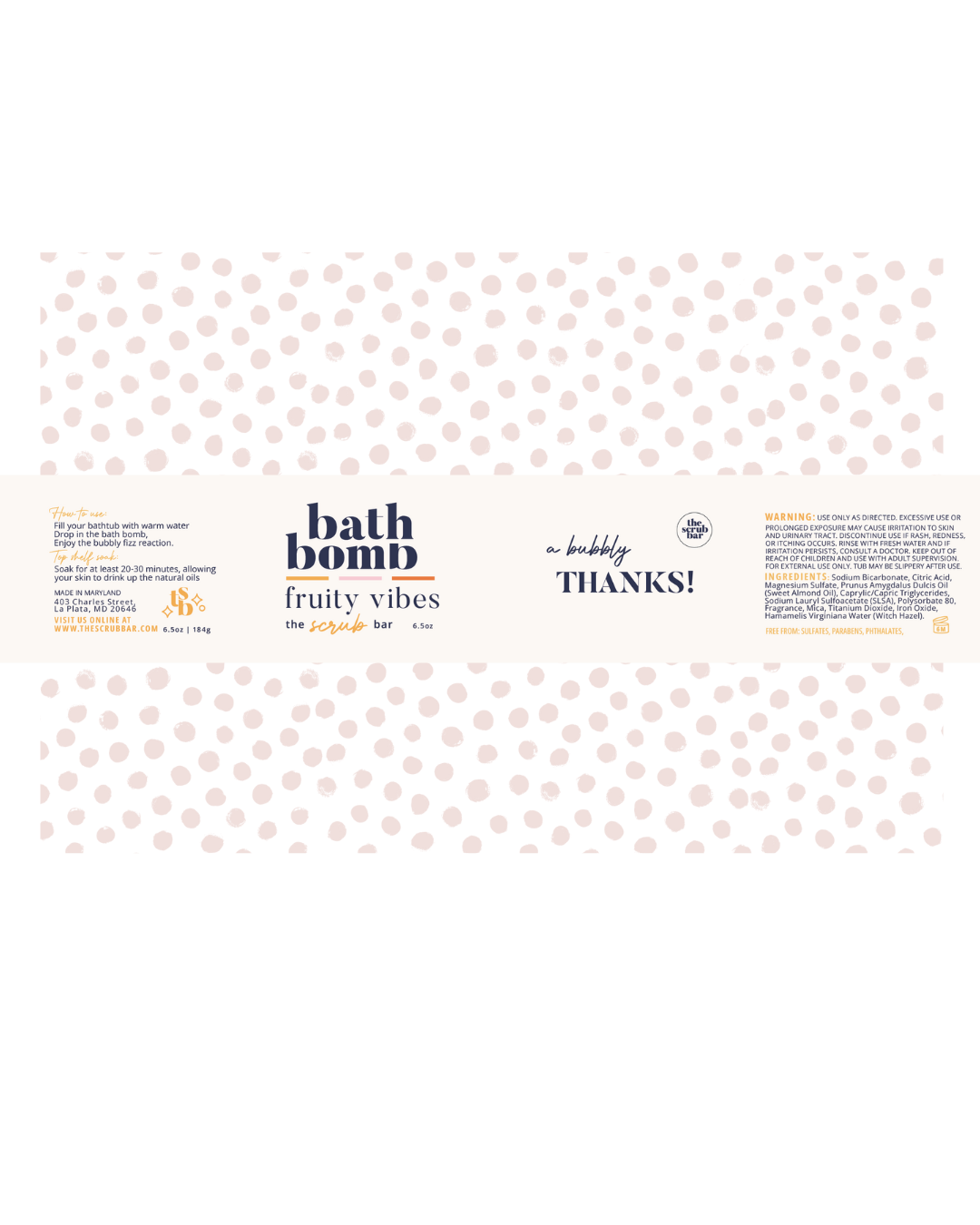 Fruity Vibes Bath Bomb | Thank You Gift 6.5 oz
