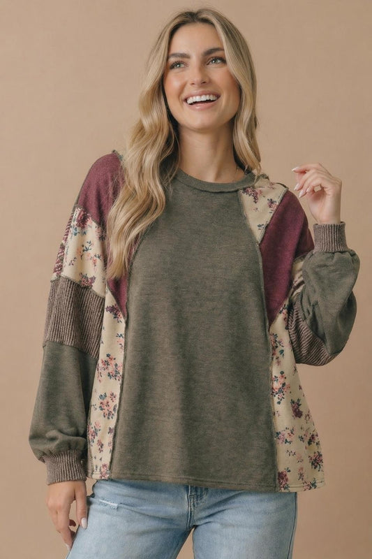 Jayne Patchwork Long Sleeve | Olive