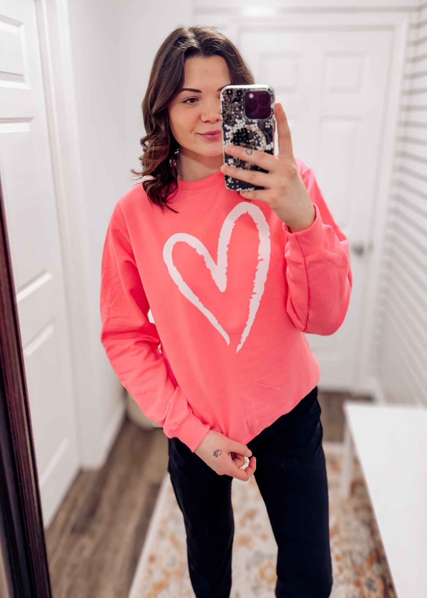 Heart Sweatshirt | Neon Pink