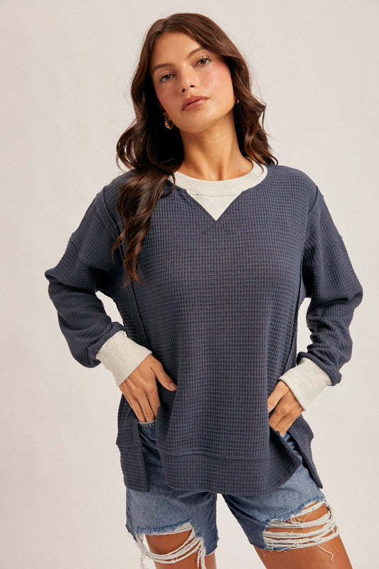 Aurelia Thermal Crew Neck | Navy