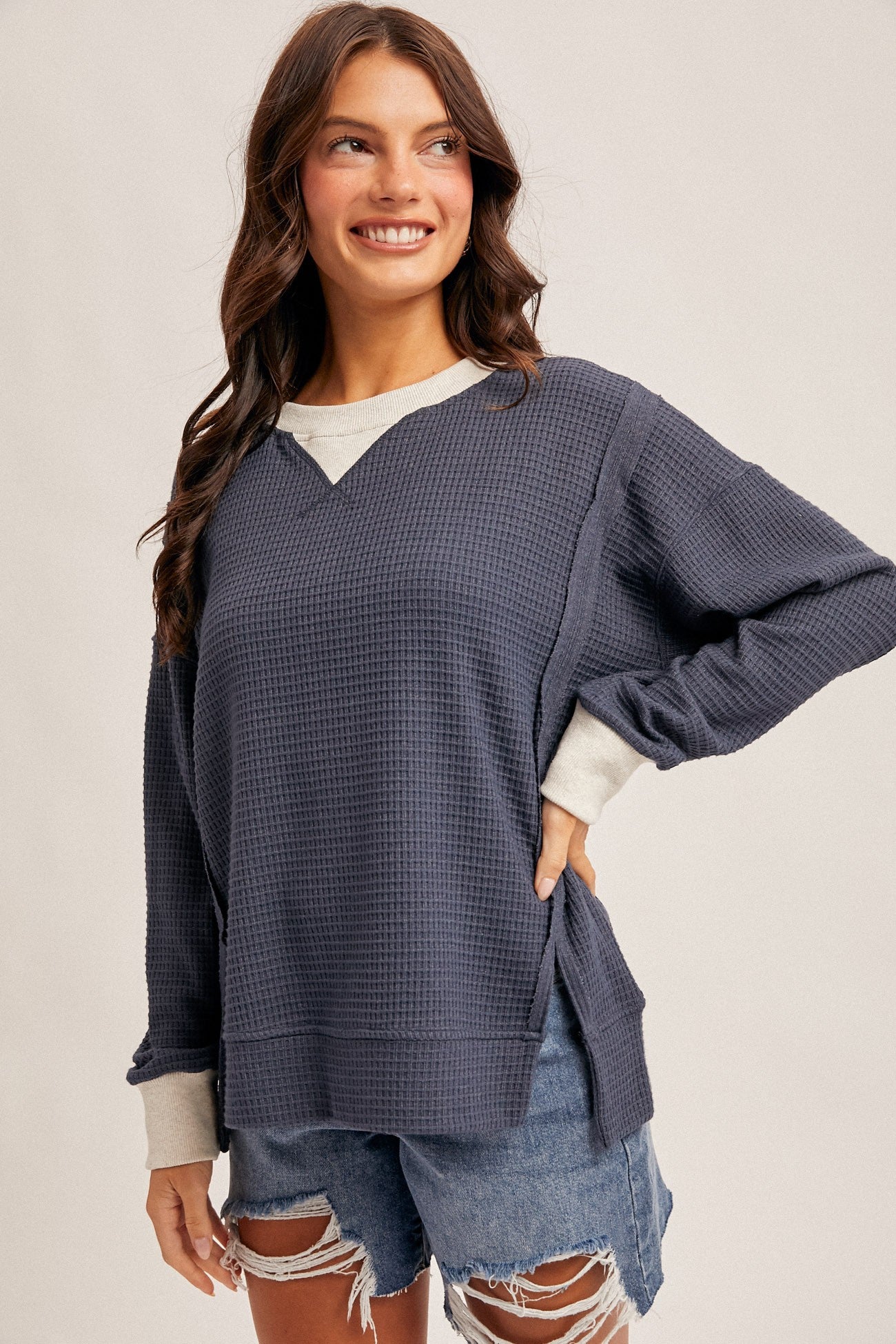 Aurelia Thermal Crew Neck | Navy