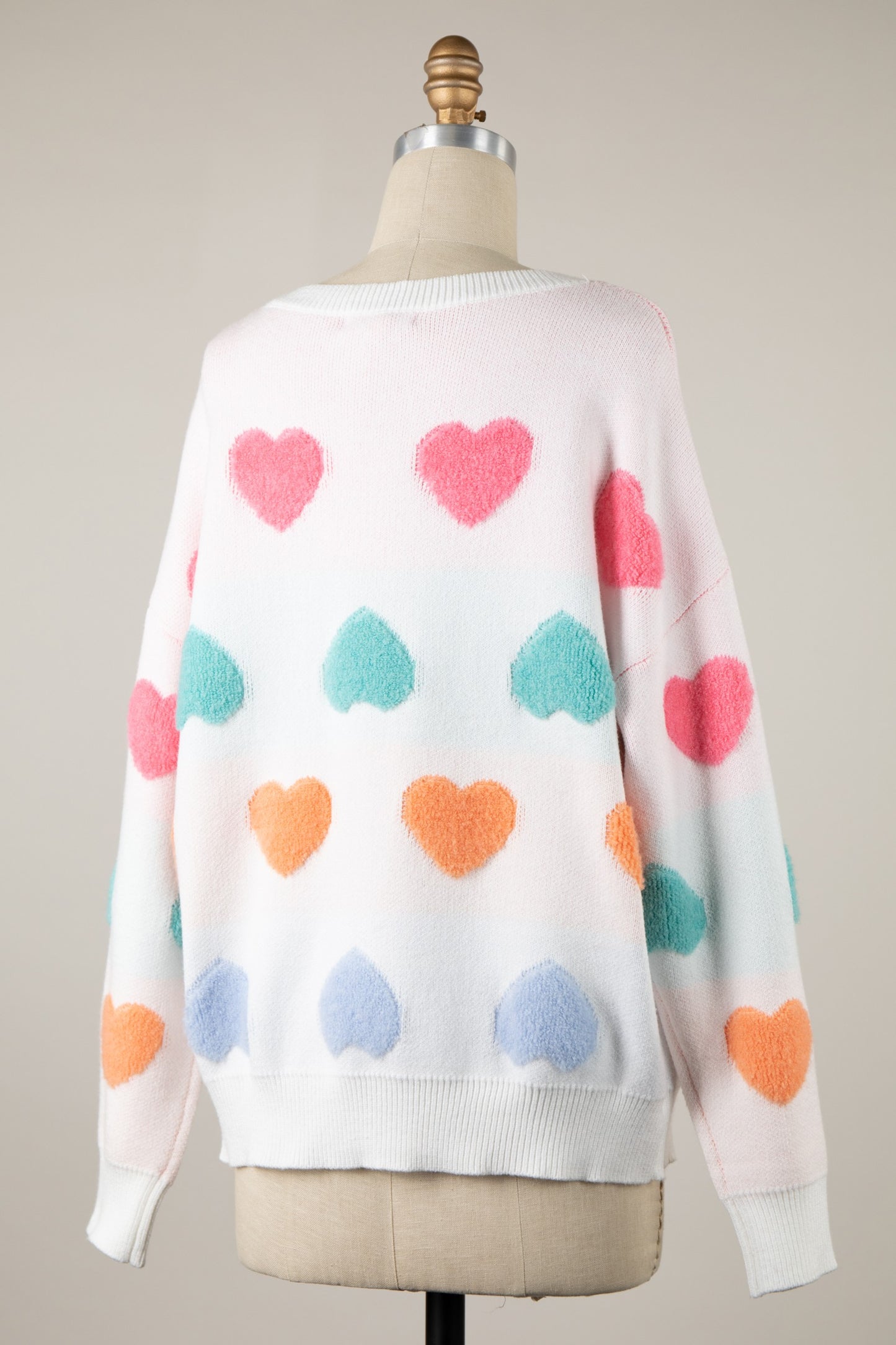 Be Mine Pastel Hearts Sweater | White