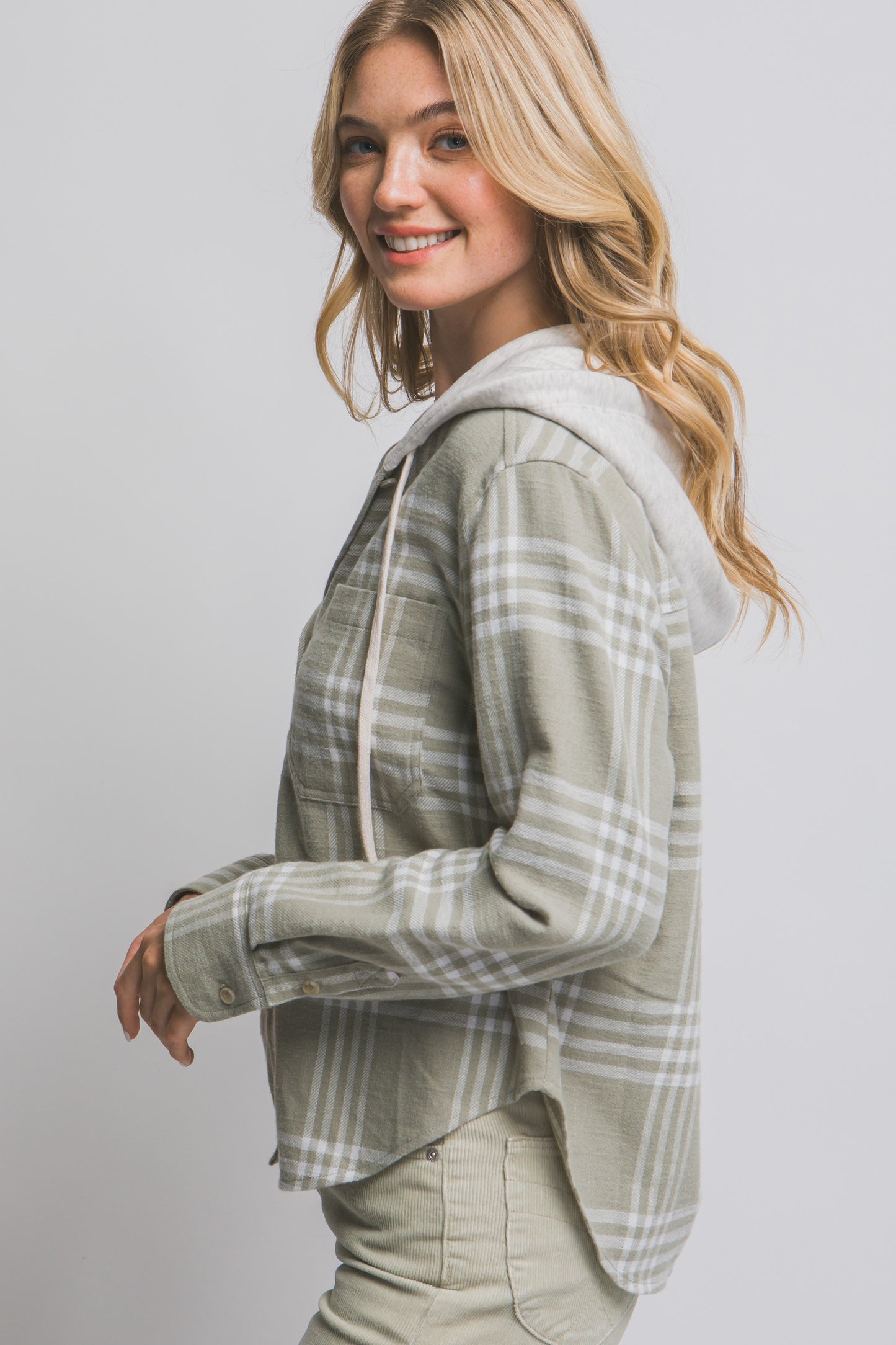Becca Hooded Flannel Shirt | Olive