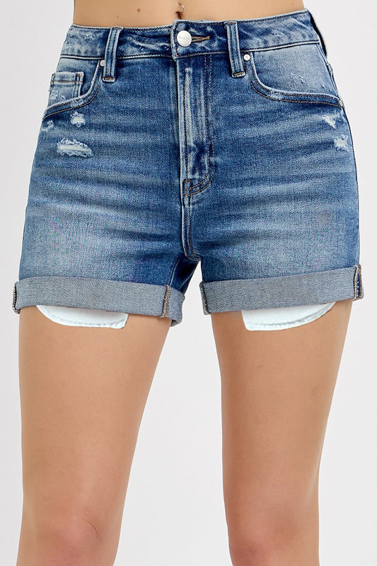 Beck High Rise Cuffed Shorts | Medium Wash