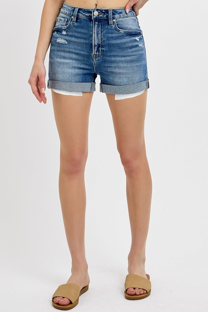 Beck High Rise Cuffed Shorts | Medium Wash