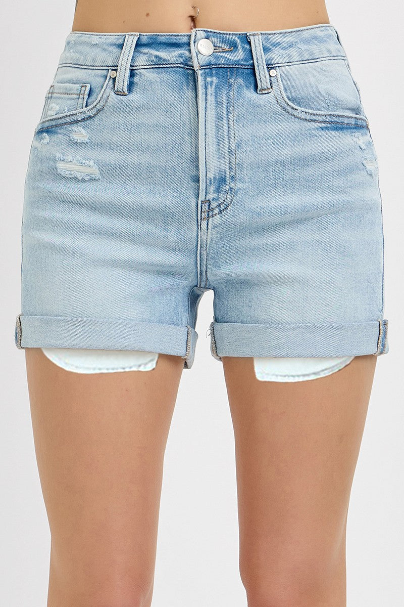 Beck High Rise Cuffed Shorts | Light Wash