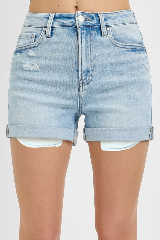 Beck High Rise Cuffed Shorts | Light Wash