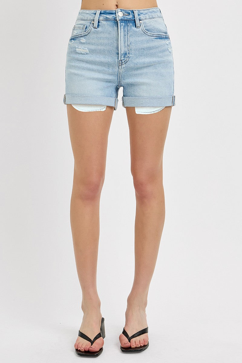 Beck High Rise Cuffed Shorts | Light Wash