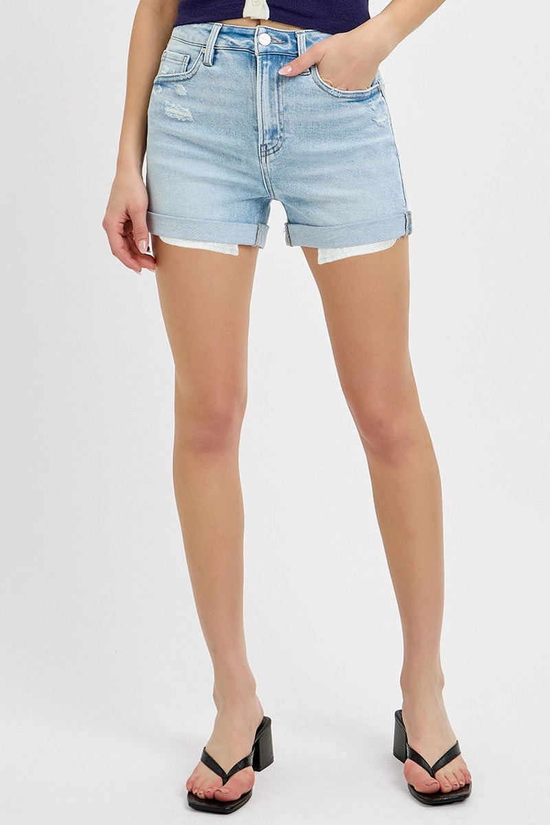 Beck High Rise Cuffed Shorts | Light Wash