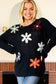 Bex Fall Flower Knit Sweater | Black