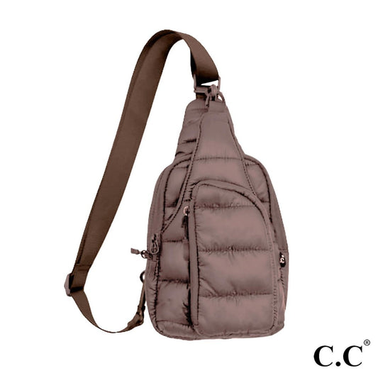 Puffer Padding Sling Bag | Brown