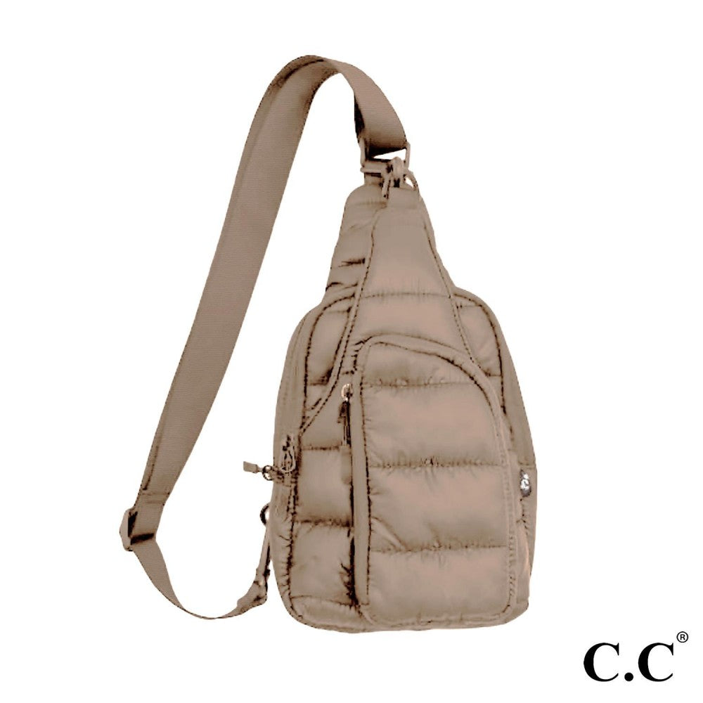 Puffer Padding Sling Bag | Taupe