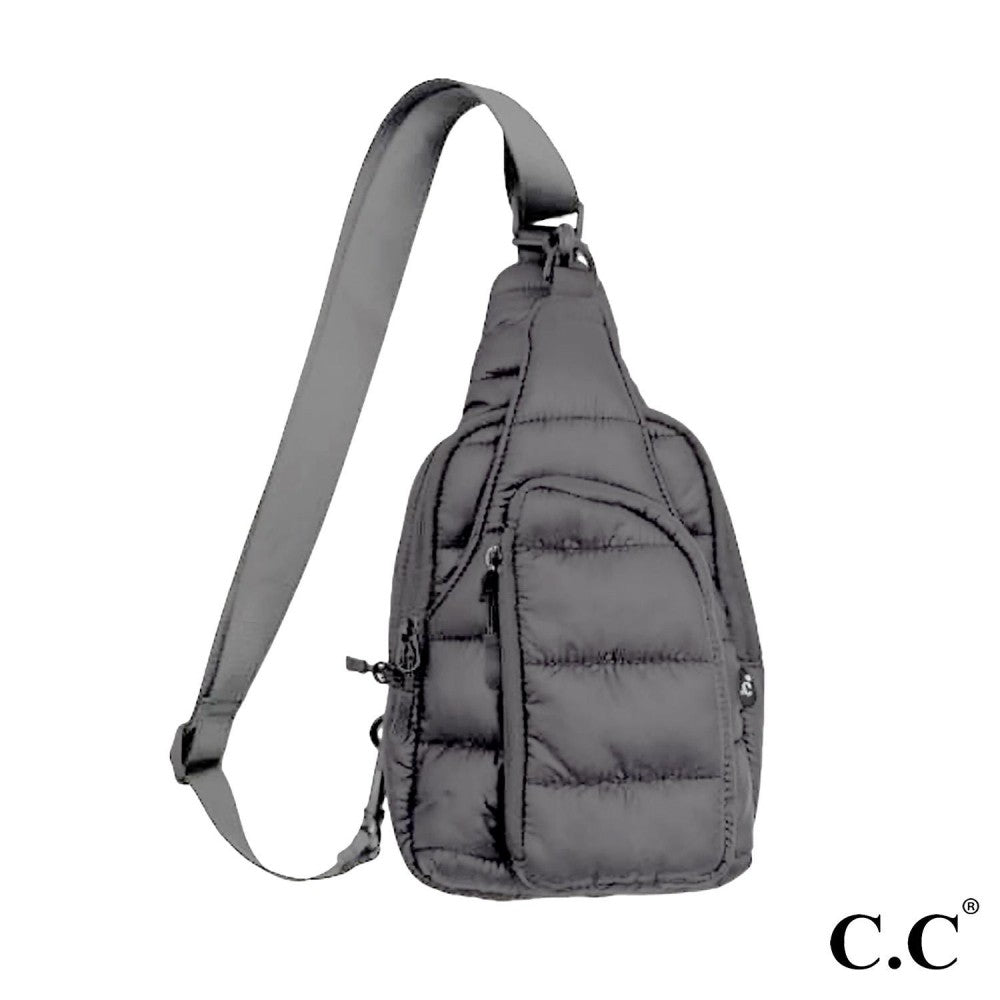 Puffer Padding Sling Bag | Gray