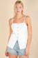 Cassie Button Down Tank Top | White