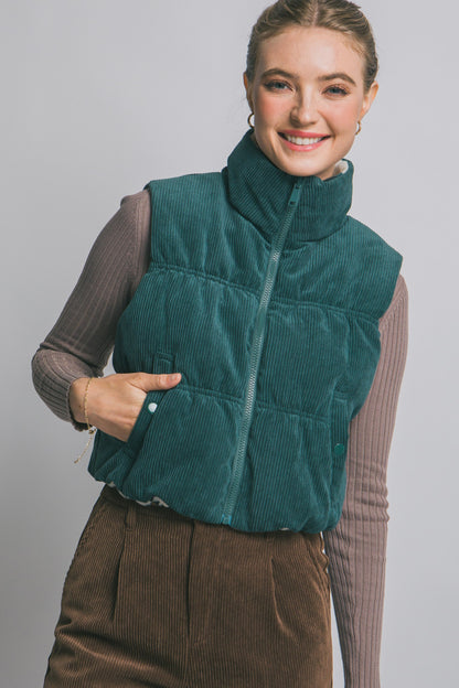 Charlie Reversible Corduroy Vest | Hunter Green