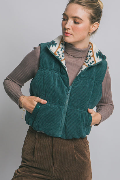 Charlie Reversible Corduroy Vest | Hunter Green
