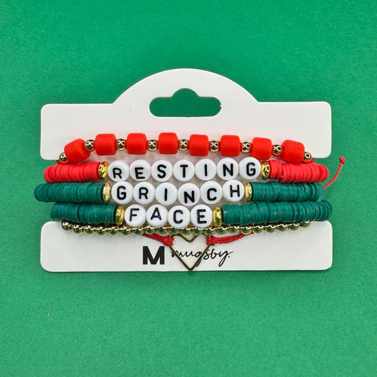 Stackable Christmas Bracelets | Resting Grinch Face