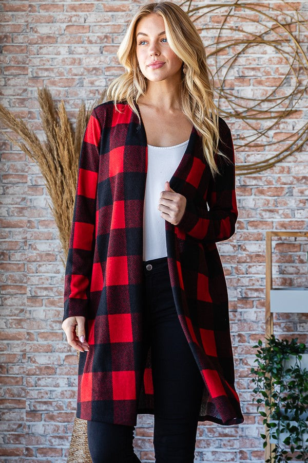 Clara Buffalo Plaid Cardigan | Red
