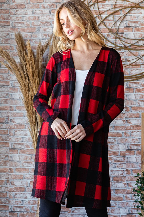 Clara Buffalo Plaid Cardigan | Red