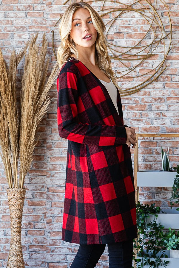 Clara Buffalo Plaid Cardigan | Red