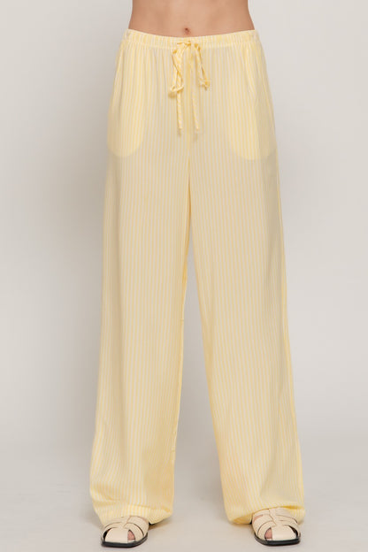 Cleo Stripe Woven Pants | Yellow