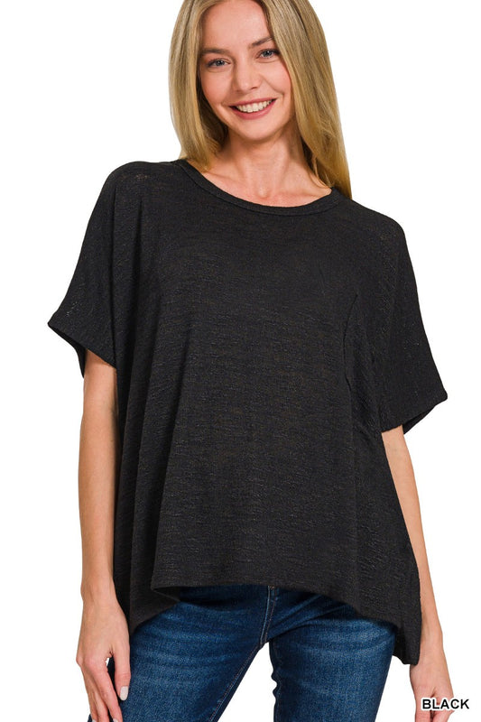 Collins Oversized Hacci Top | Black