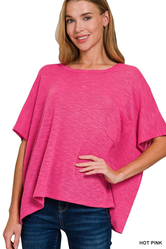 Collins Oversized Hacci Top | Hot Pink