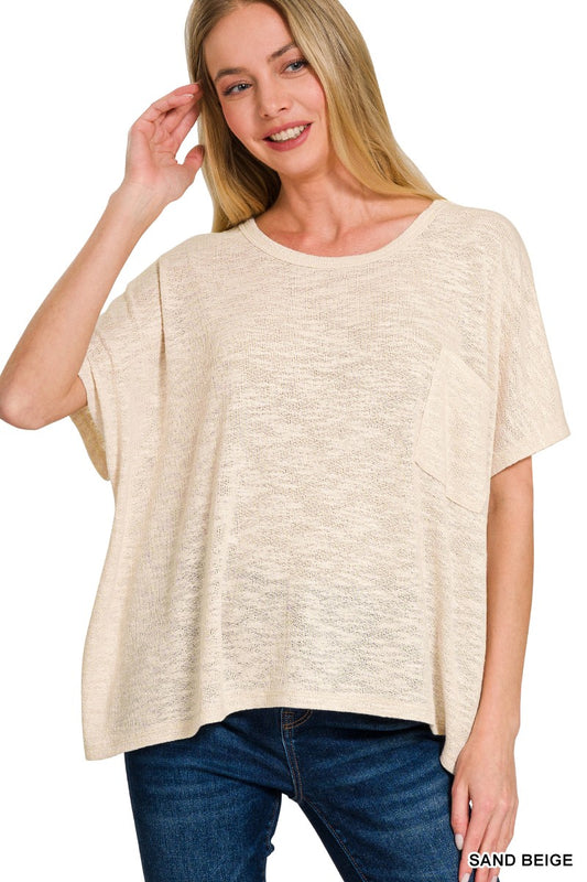 Collins Oversized Hacci Top | Sand Beige