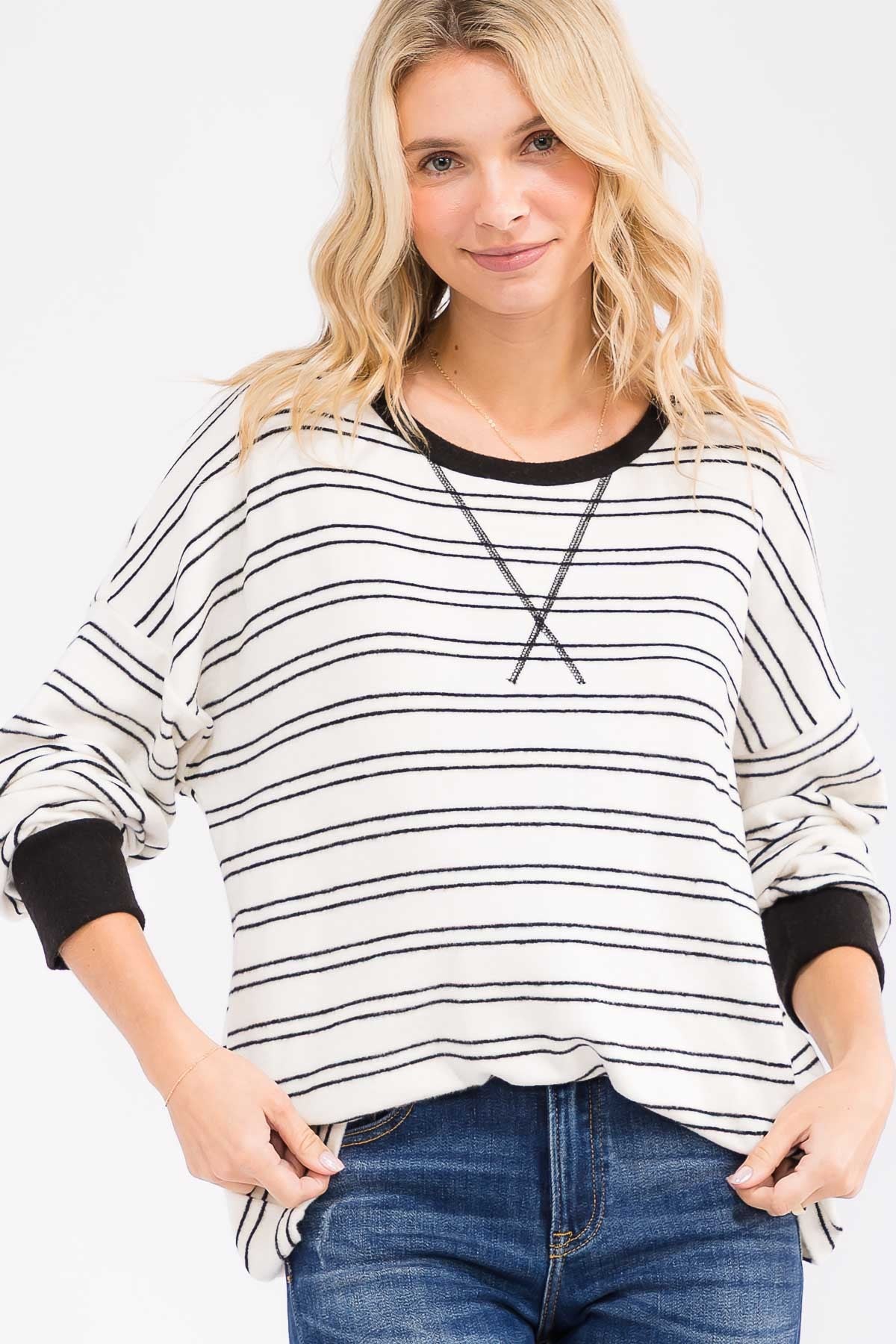 Cynthia Long Sleeve | Ivory/Black