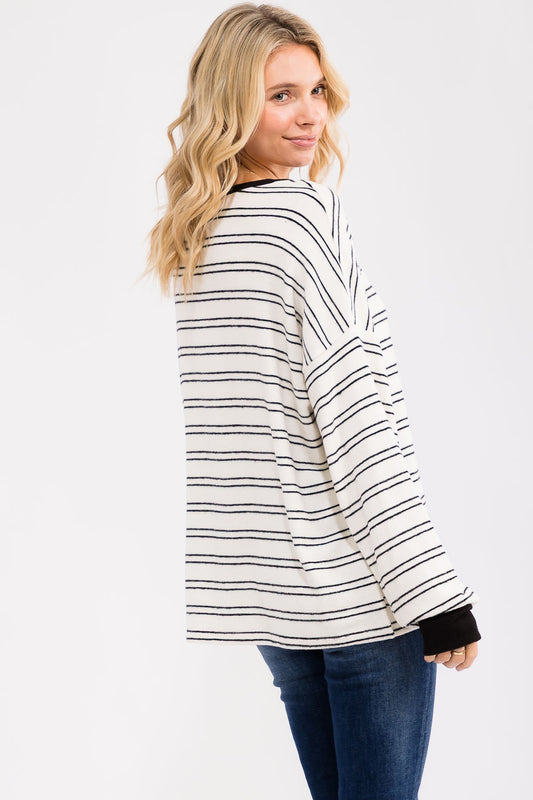 Cynthia Long Sleeve | Ivory/Black