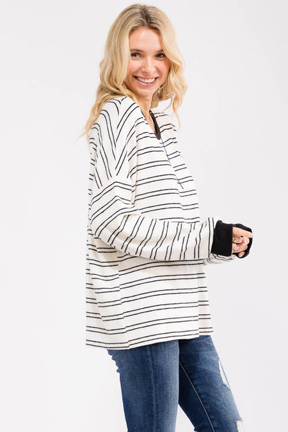 Cynthia Long Sleeve | Ivory/Black