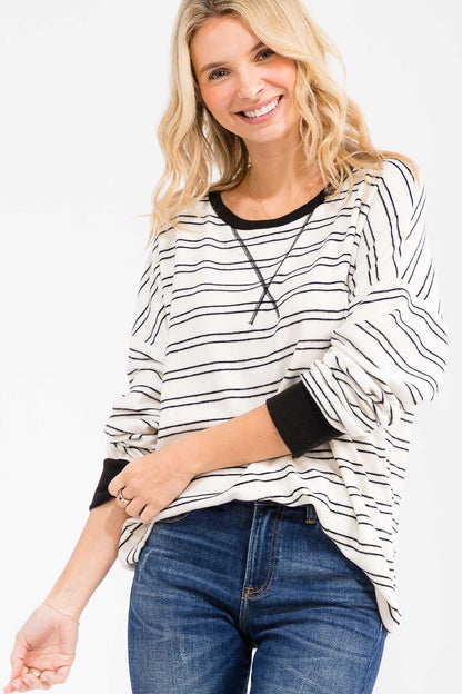Cynthia Long Sleeve | Ivory/Black