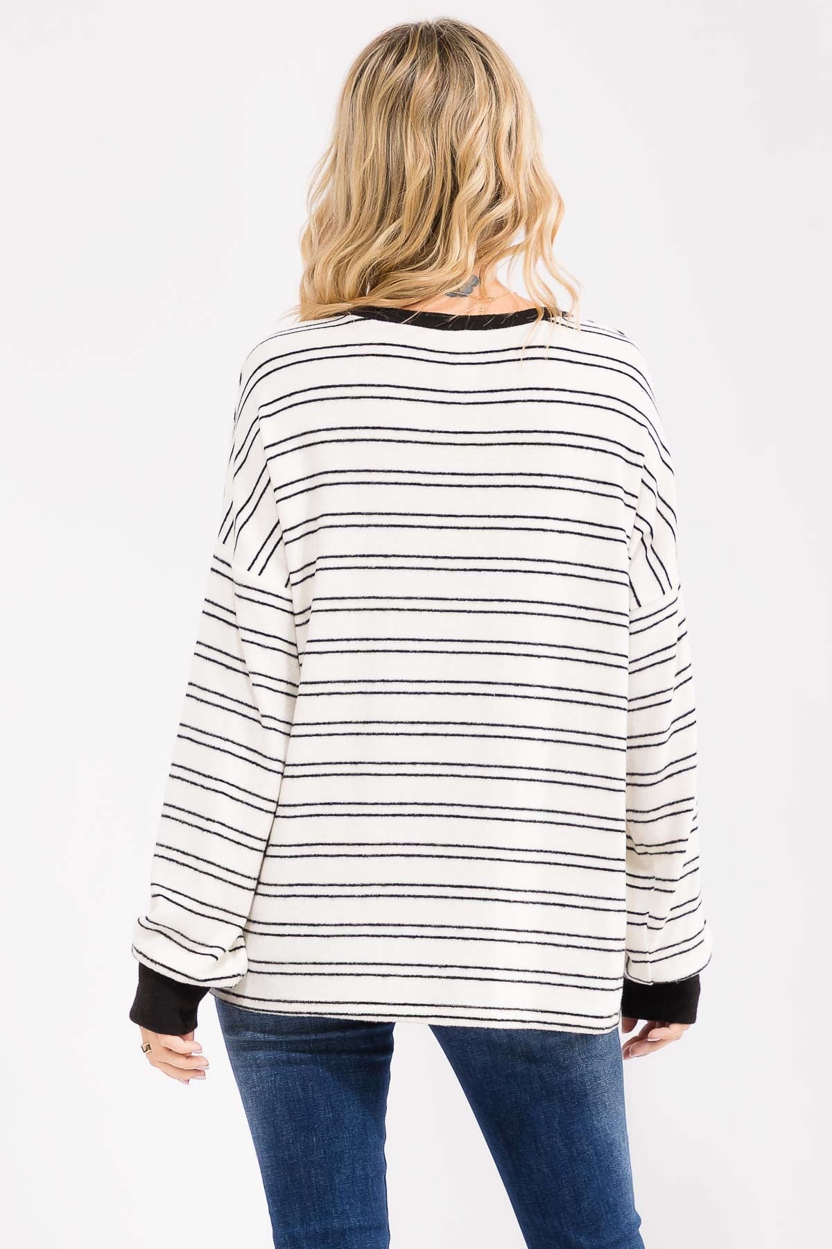 Cynthia Long Sleeve | Ivory/Black